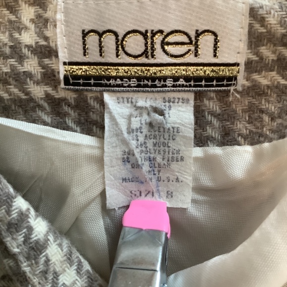 Maren Ladies 2 Piece Skirt Suit Cream/ Tan Blazer Size Small/ Skirt Size 8 - Picture 7 of 7